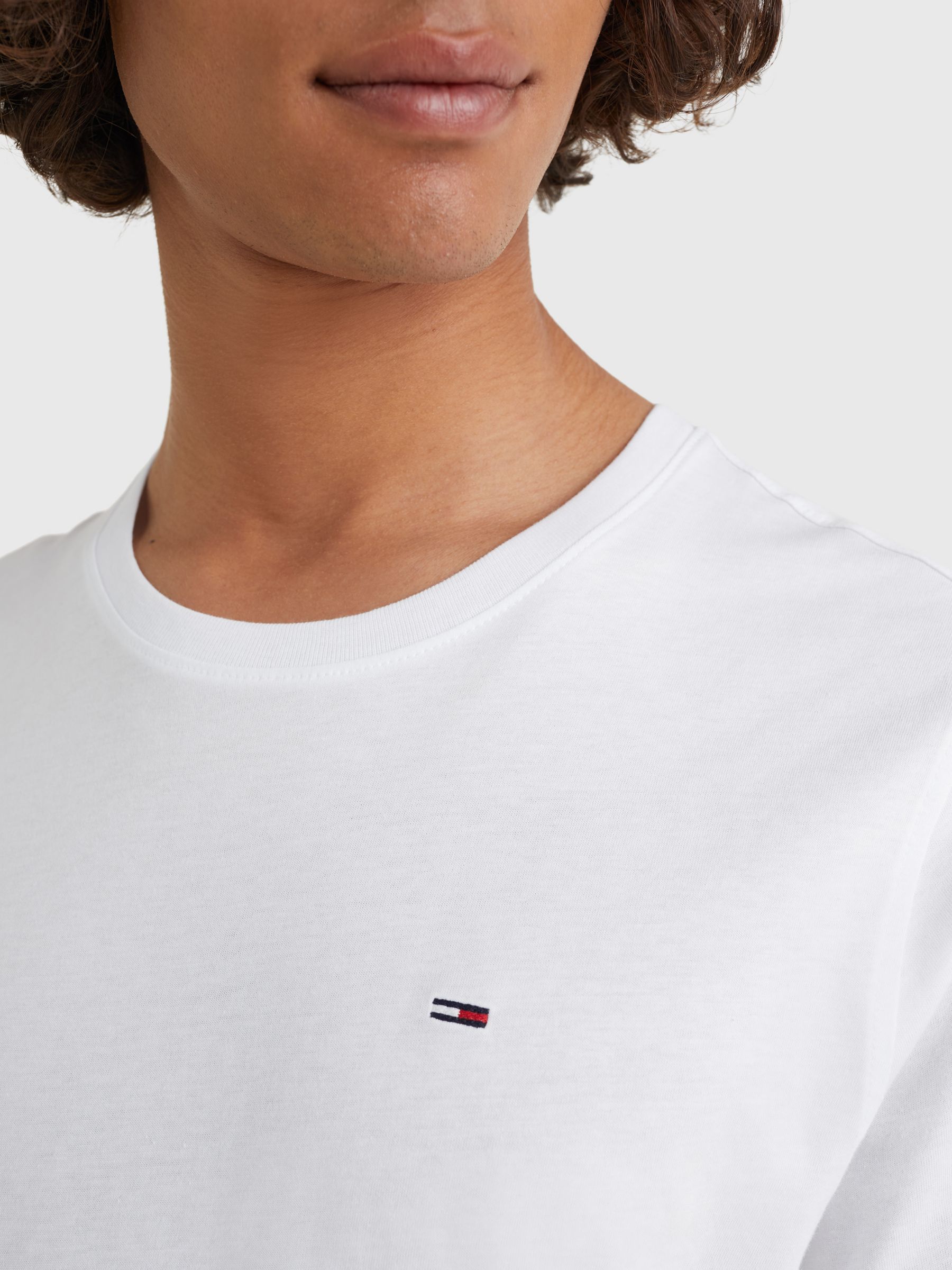 Tommy Jeans Crew Neck T-Shirt, Classic White at John Lewis & Partners
