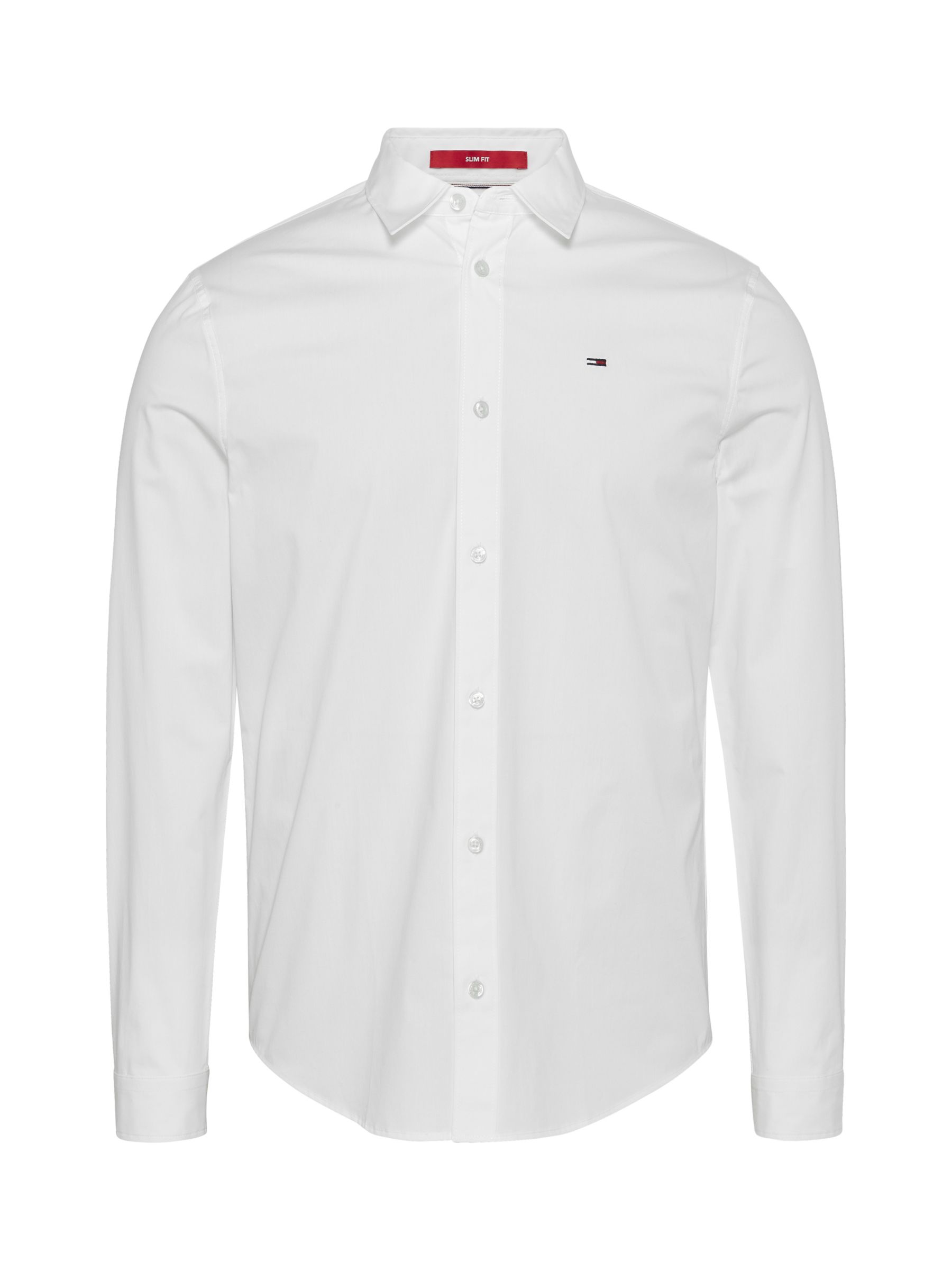 Tommy Jeans Original Stretch Slim Fit Shirt, Classic White at John ...
