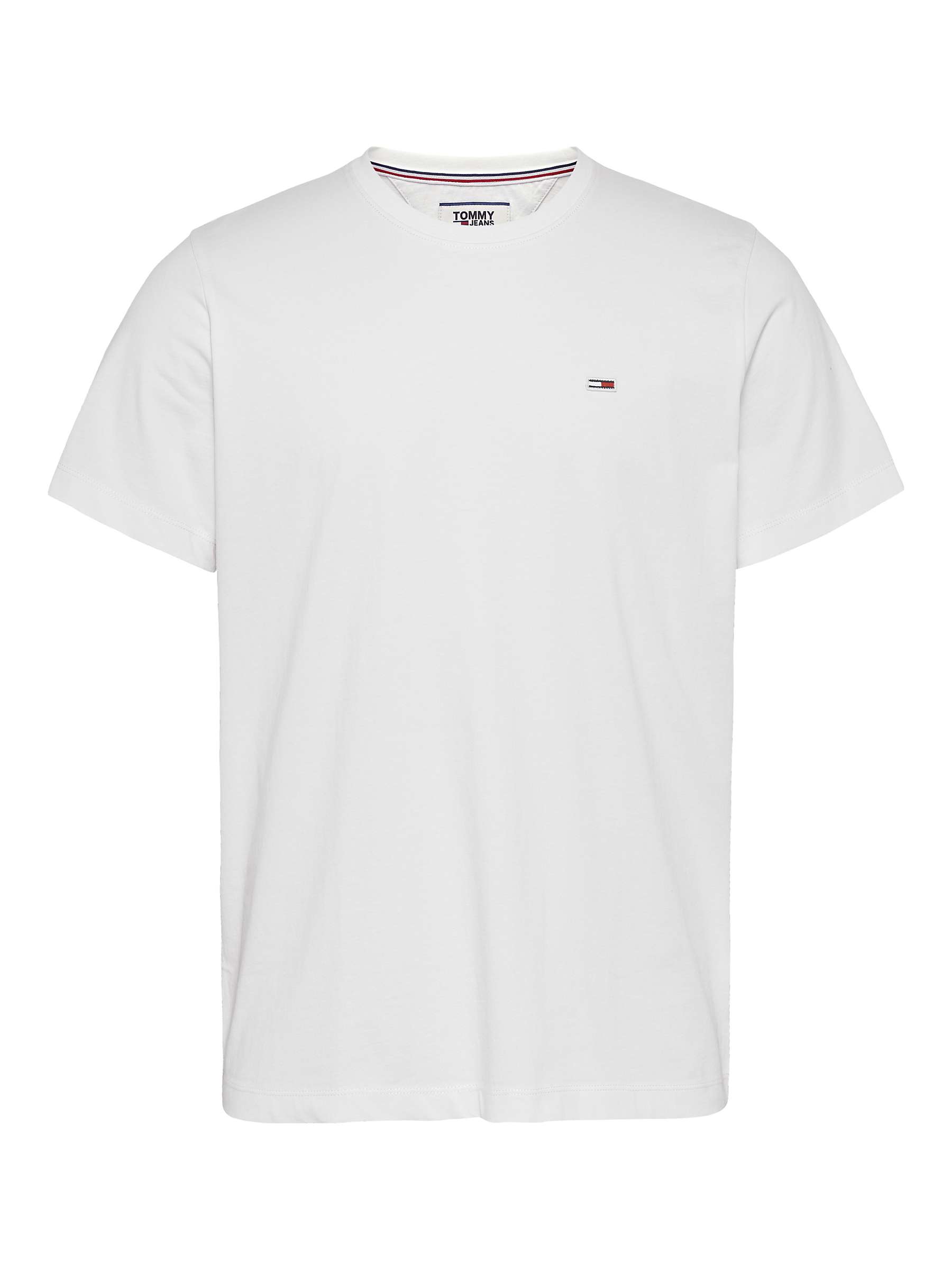 Tommy Jeans Jersey Crew Neck Tee, White at John Lewis & Partners