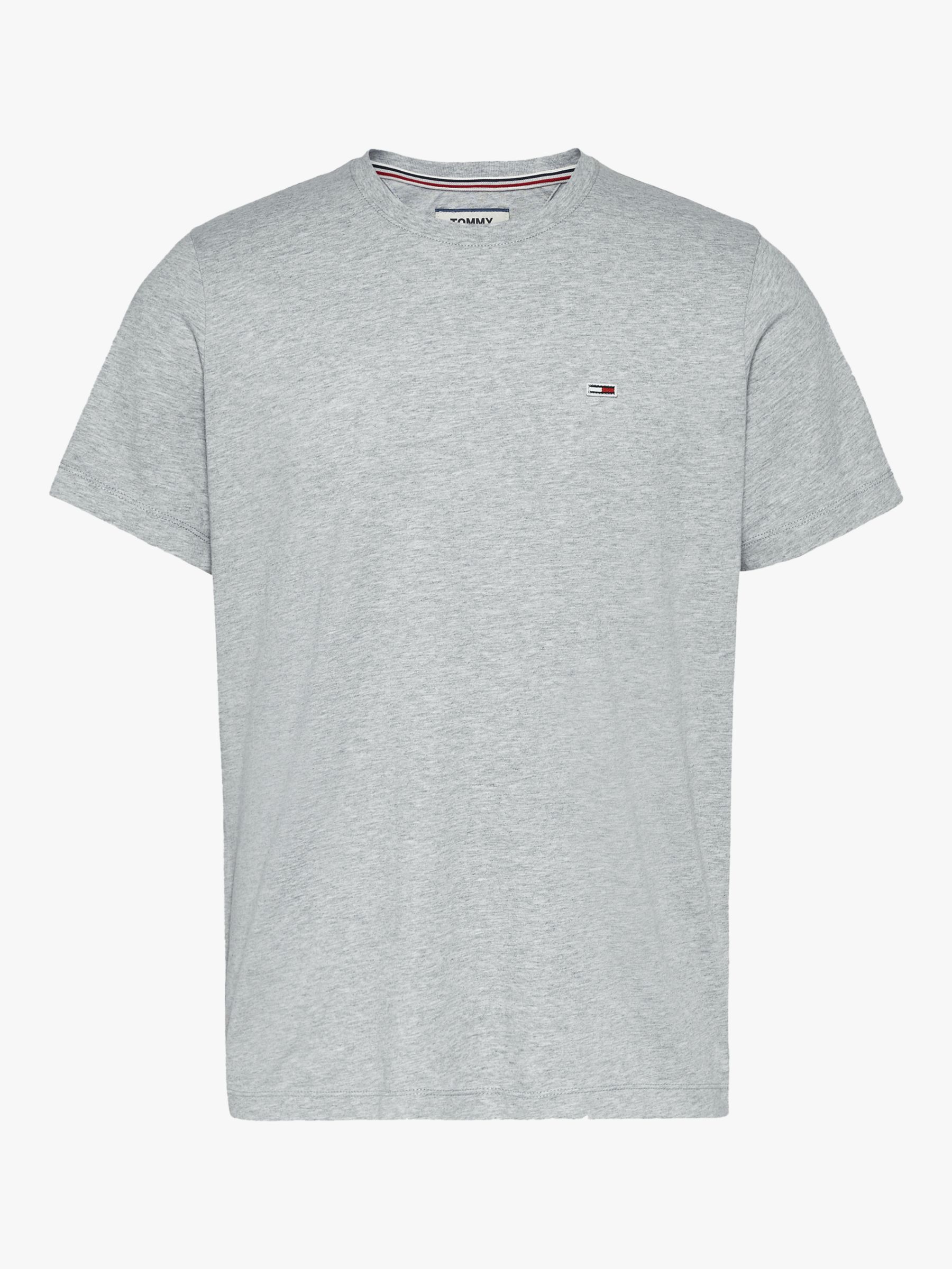Tommy Jeans Jersey Crew Neck Tee, Grey at John Lewis & Partners