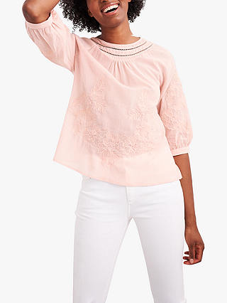 White Stuff Emi Embroidered Top, Dusty Pink