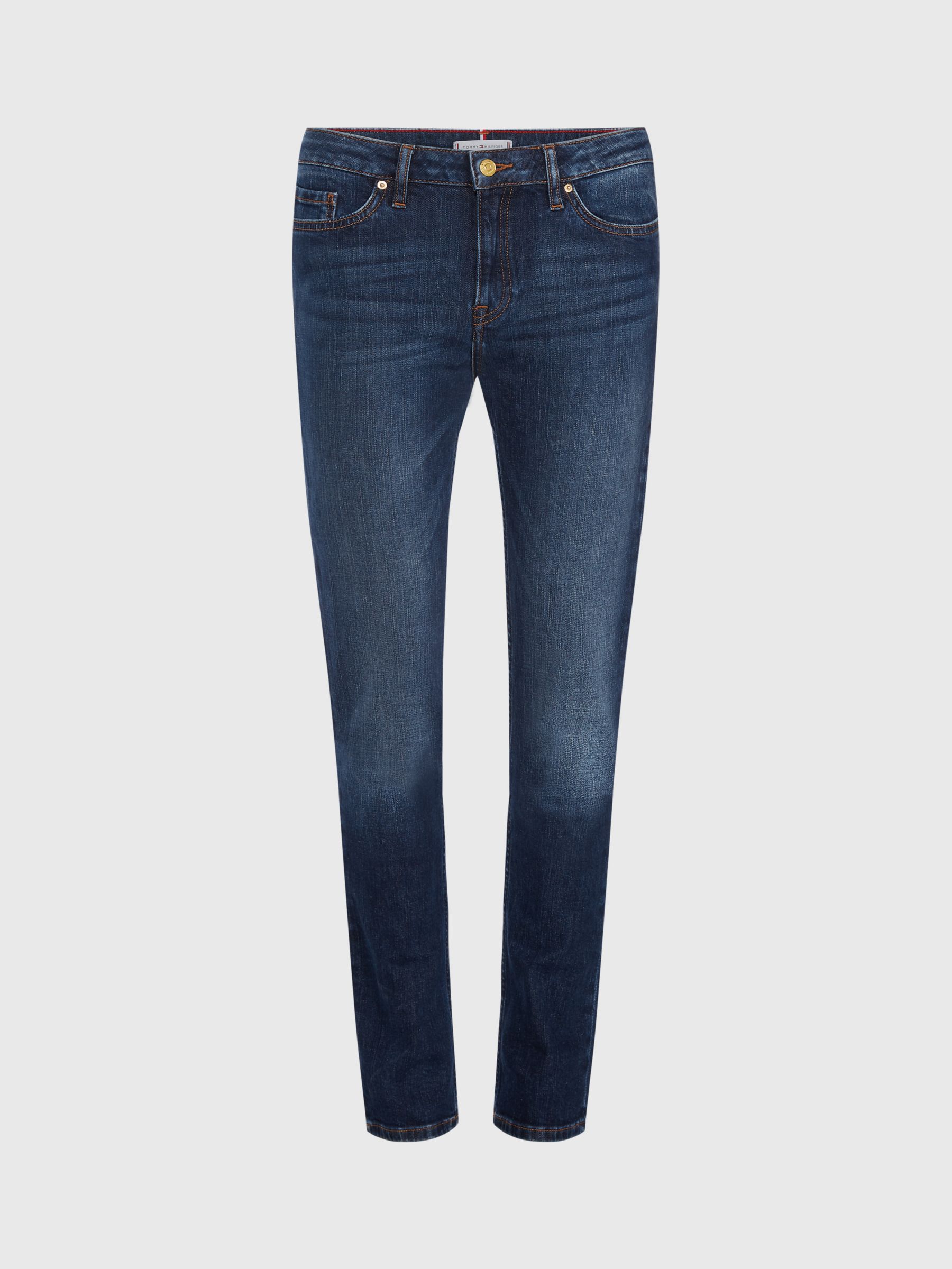 Tommy Hilfiger Straight Fit Jeans, Absolute Blue Wash at John Lewis ...