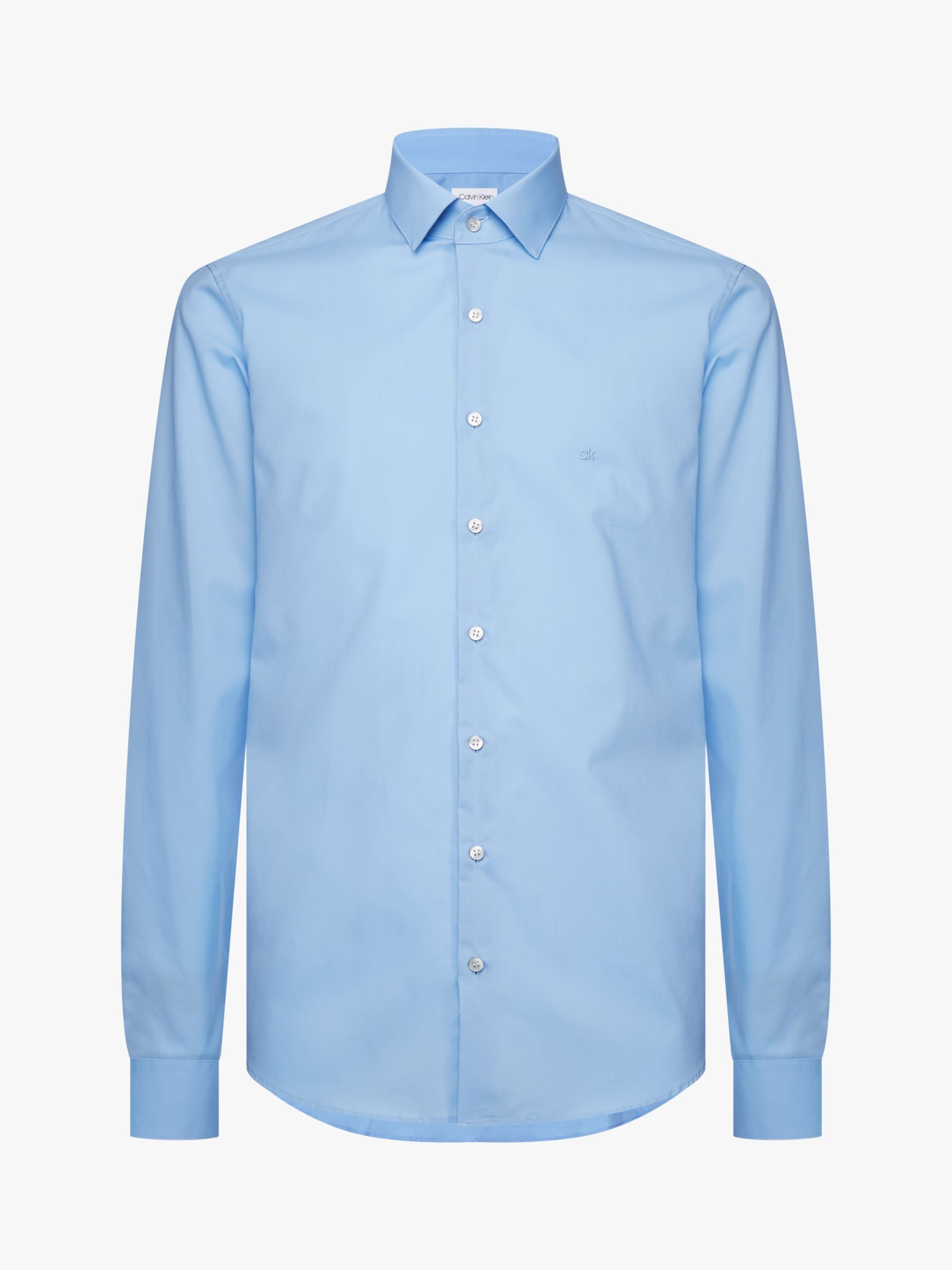 Calvin Klein Poplin Slim Fit Shirt, Light Blue at John Lewis & Partners