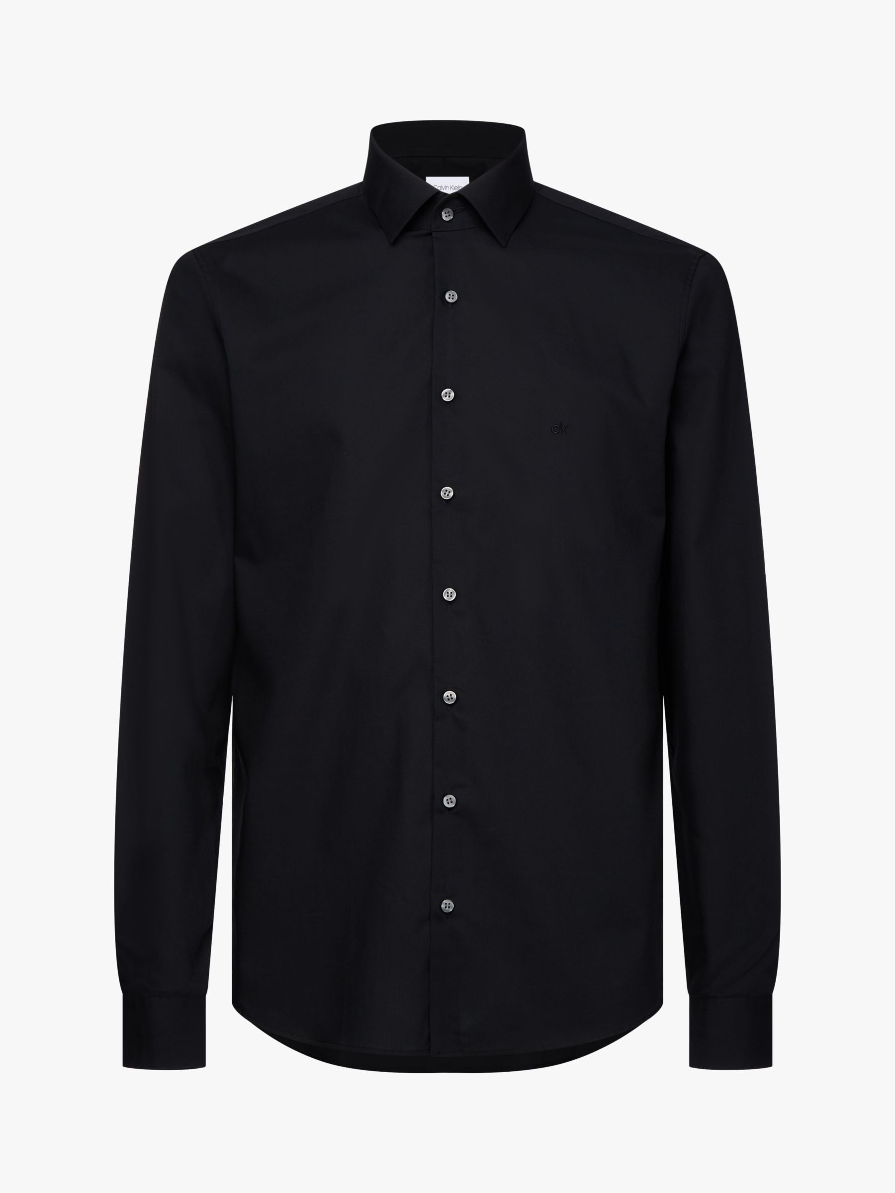 Calvin Klein Poplin Slim Fit Shirt, Black at John Lewis & Partners