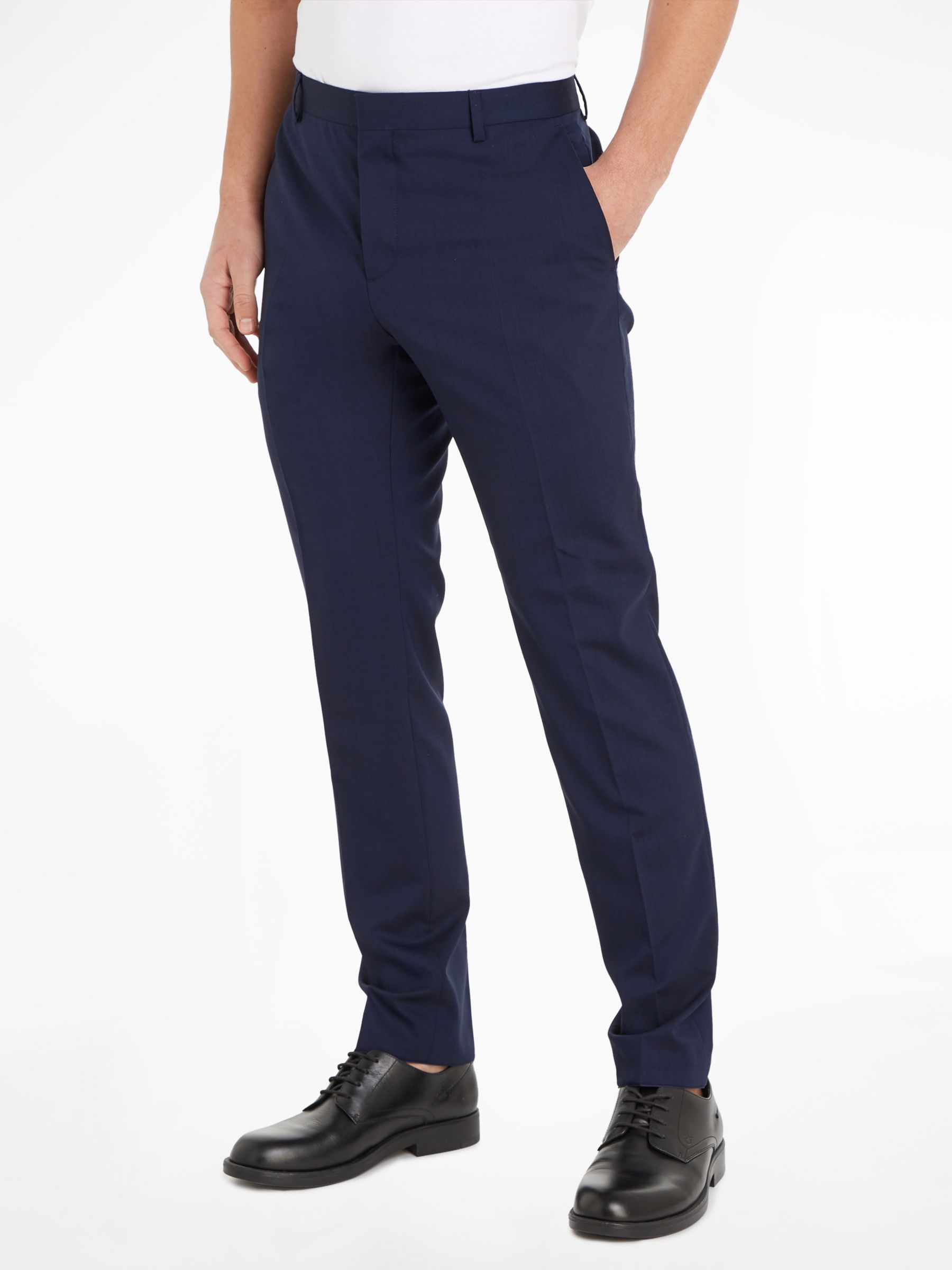 Calvin Klein Slim Fit Stretch Wool Blend Trousers, Ink Blue, 38