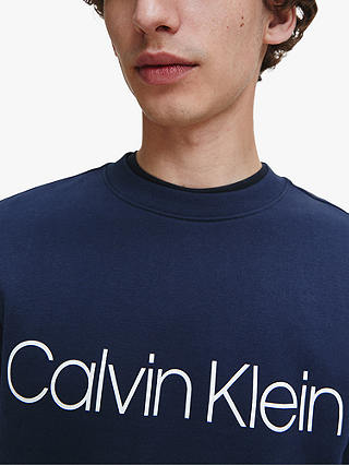 Calvin Klein Organic Cotton Logo Crew Neck Sweatshirt, Calvin Navy