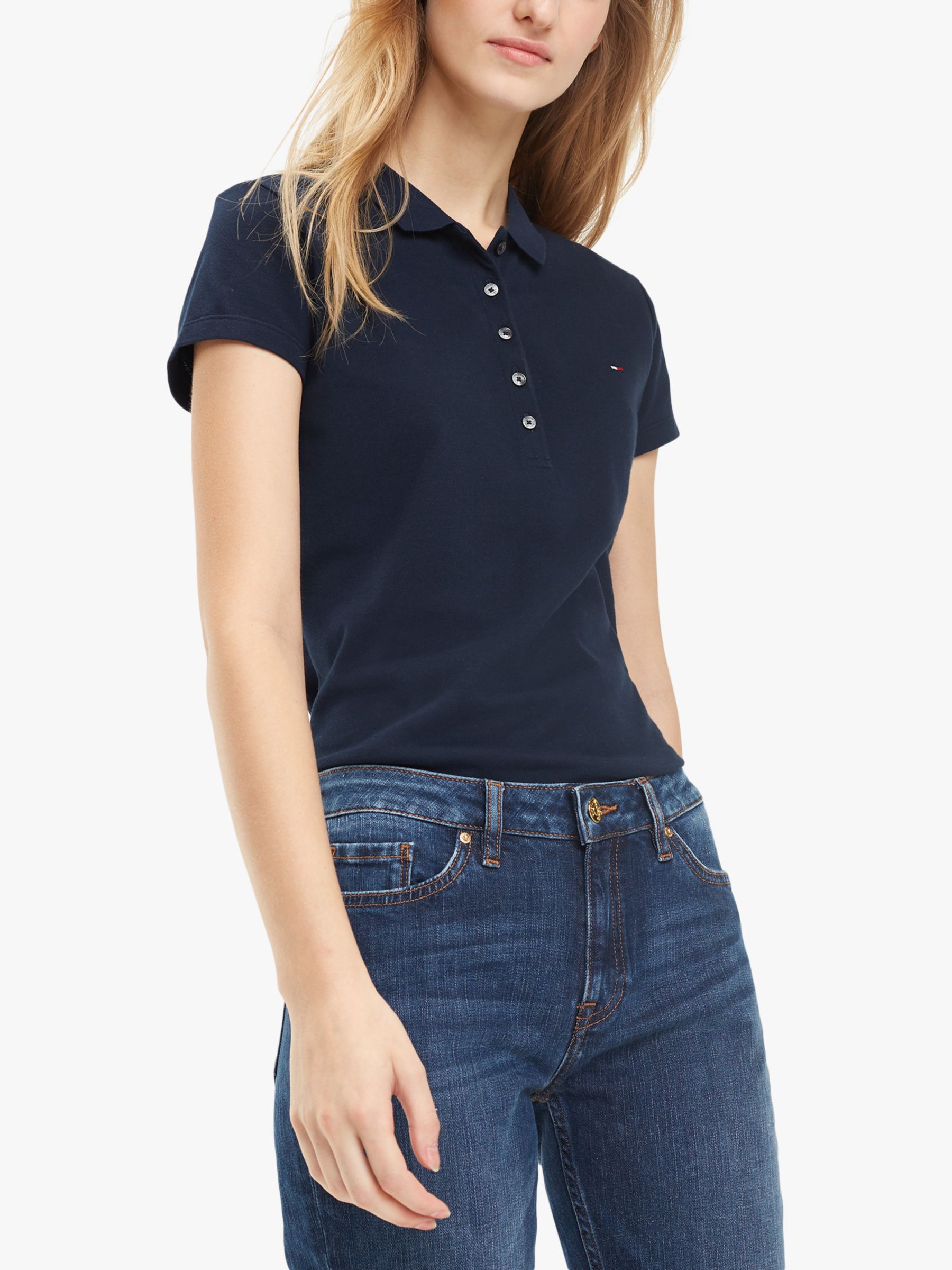 Tommy Hilfiger Slim Fit Polo Shirt, Midnight at John Lewis & Partners