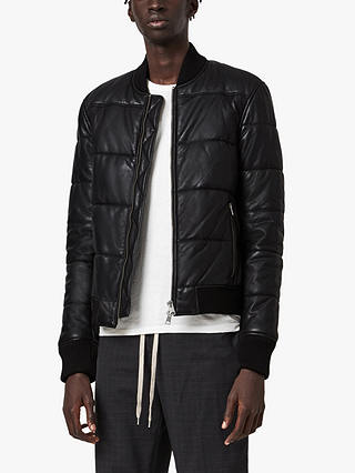 AllSaints Bowen Leather Puffer Jacket, Black