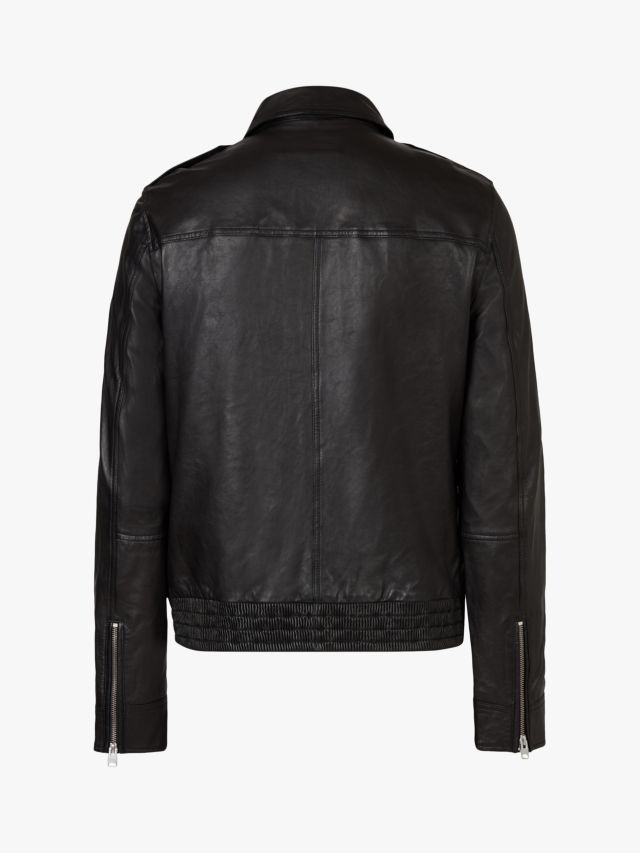 AllSaints Mack Leather Aviator Jacket, Black, XS