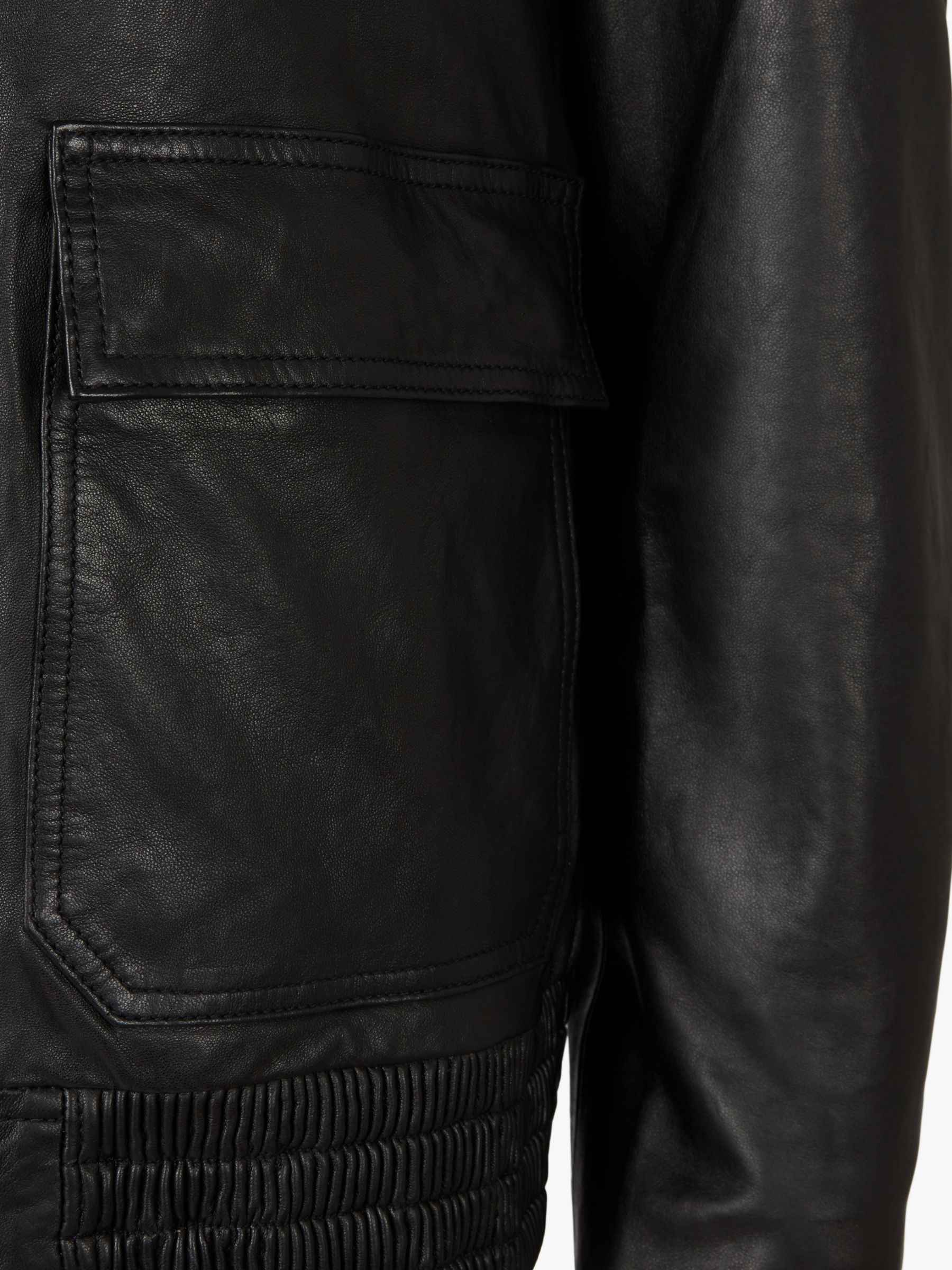 AllSaints Mack Leather Aviator Jacket, Black