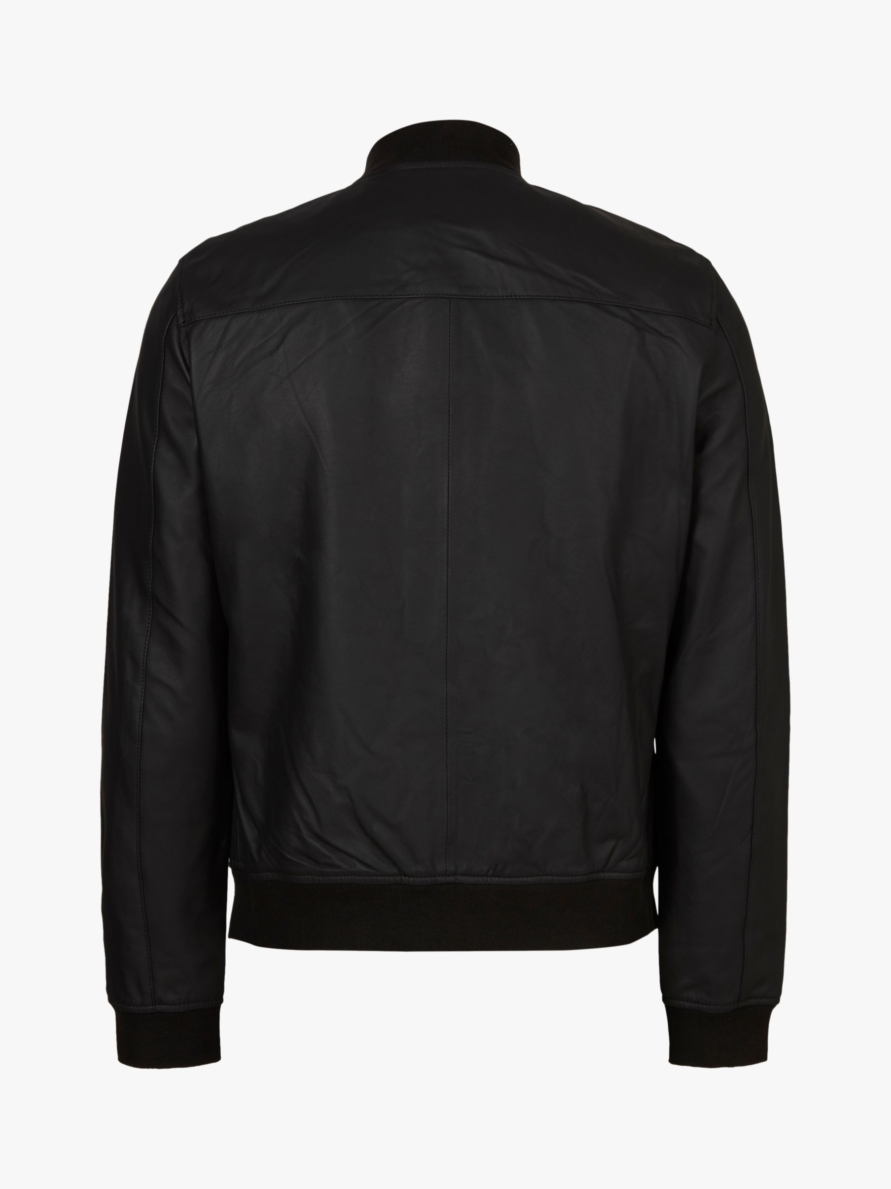 AllSaints Ivor Leather Bomber Jacket, Black