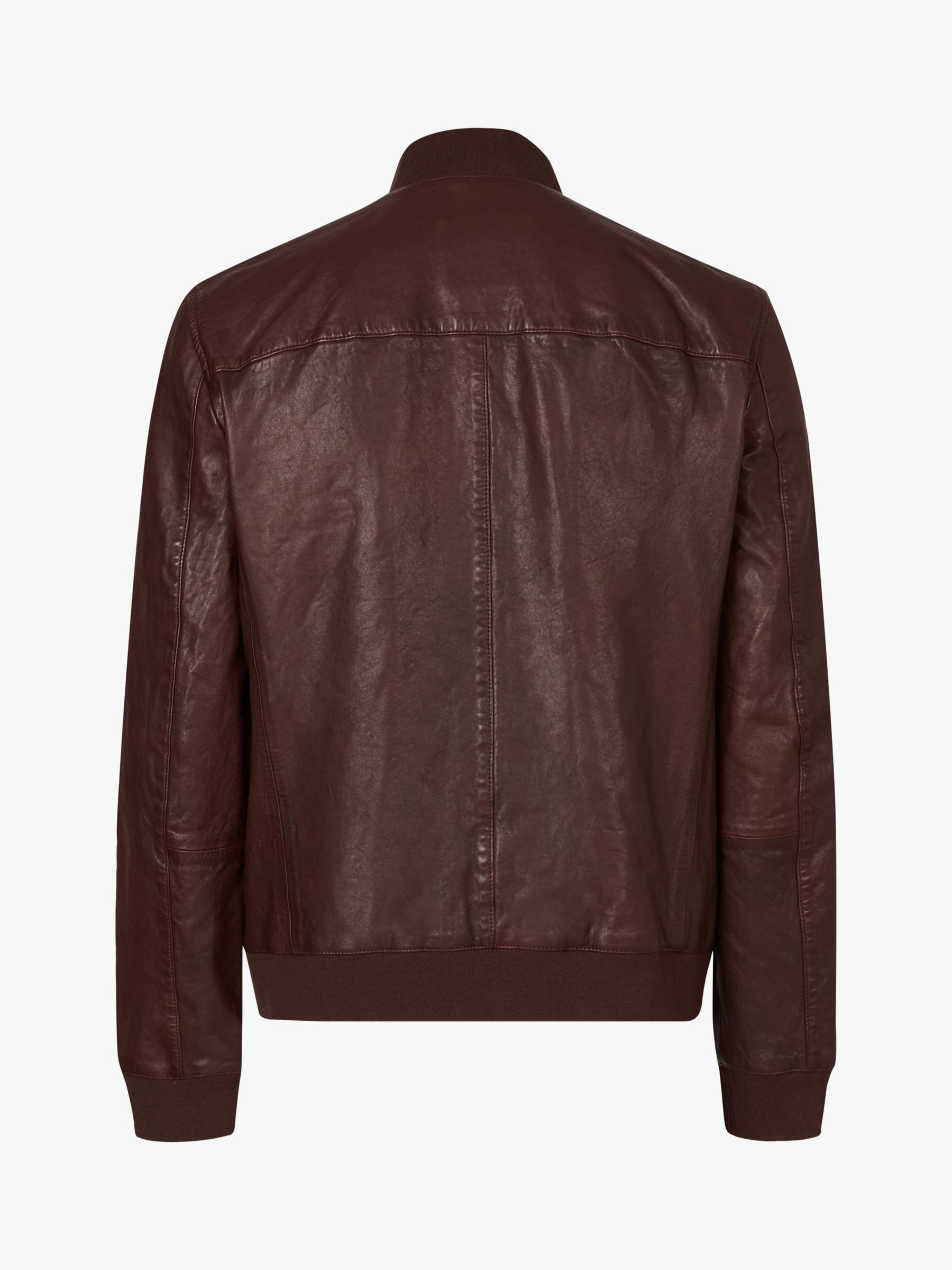 AllSaints Boyton Leather Bomber Jacket, Oxblood Red