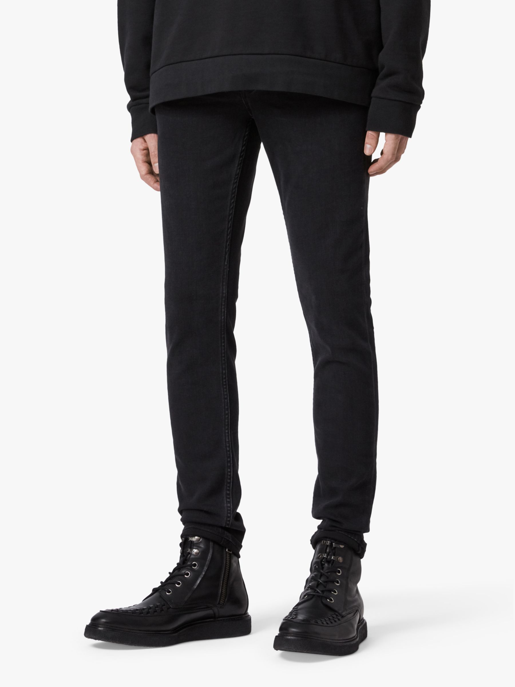 AllSaints Ronnie Skinny Jeans, Washed Black at John Lewis & Partners