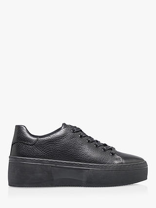 Bertie Electaa Leather Lace Up Flatform Trainers, Black