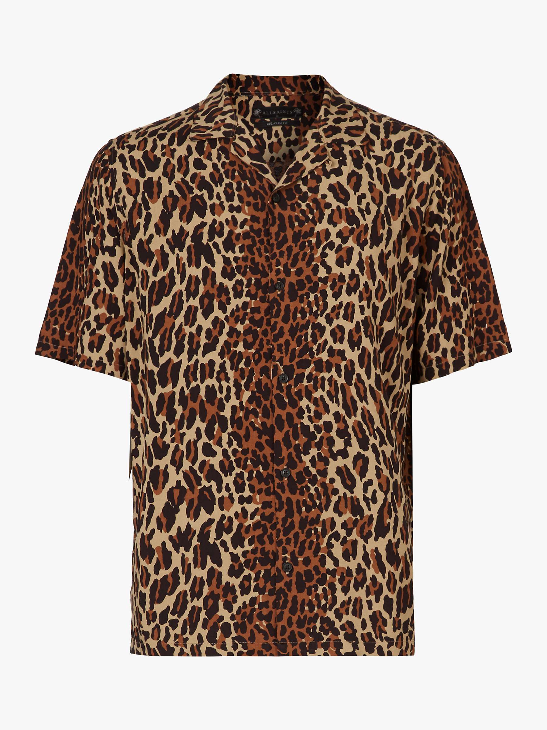 AllSaints Vega Leopard Short Sleeve Shirt, Beige at John Lewis & Partners