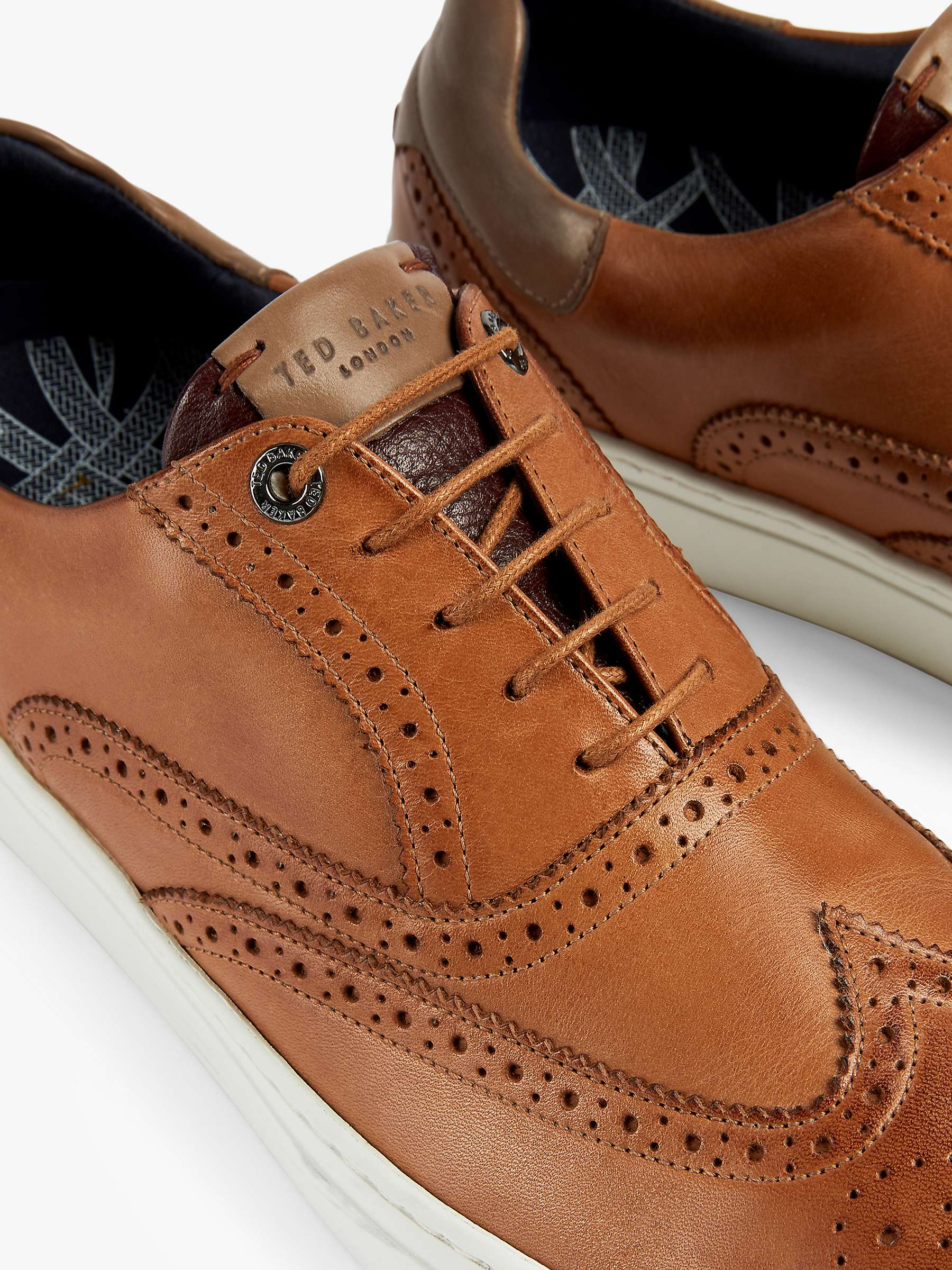 Ted Baker Dennton Leather Brogue Detail Trainers, Tan at John Lewis ...