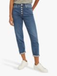 Reiss Bailey Mid Rise Slim Cut Cropped Jeans, Mid Blue