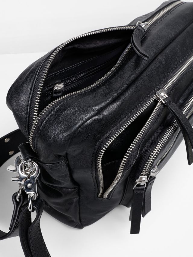 HUSH Angelina Stud Detail Leather Shoulder Bag, Glazed Black