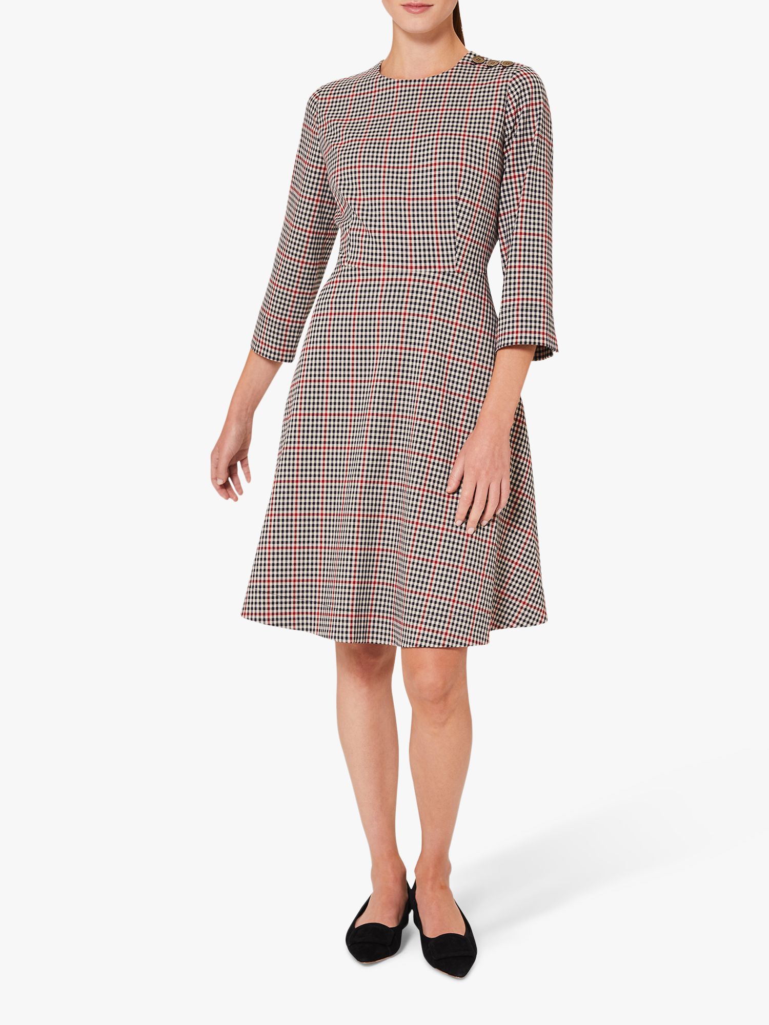 Hobbs Francine Check Dress, Red/Black