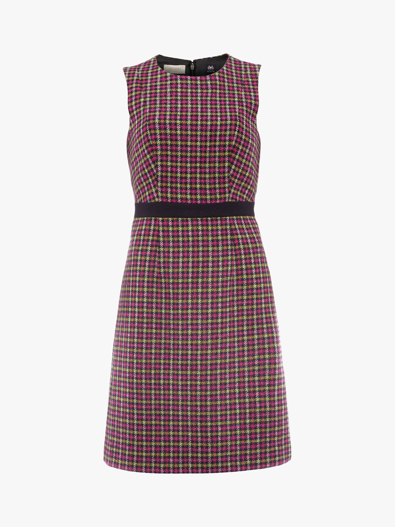 Hobbs Penelope Checked Wool Shift Dress, Pink/Lime Green at John Lewis ...