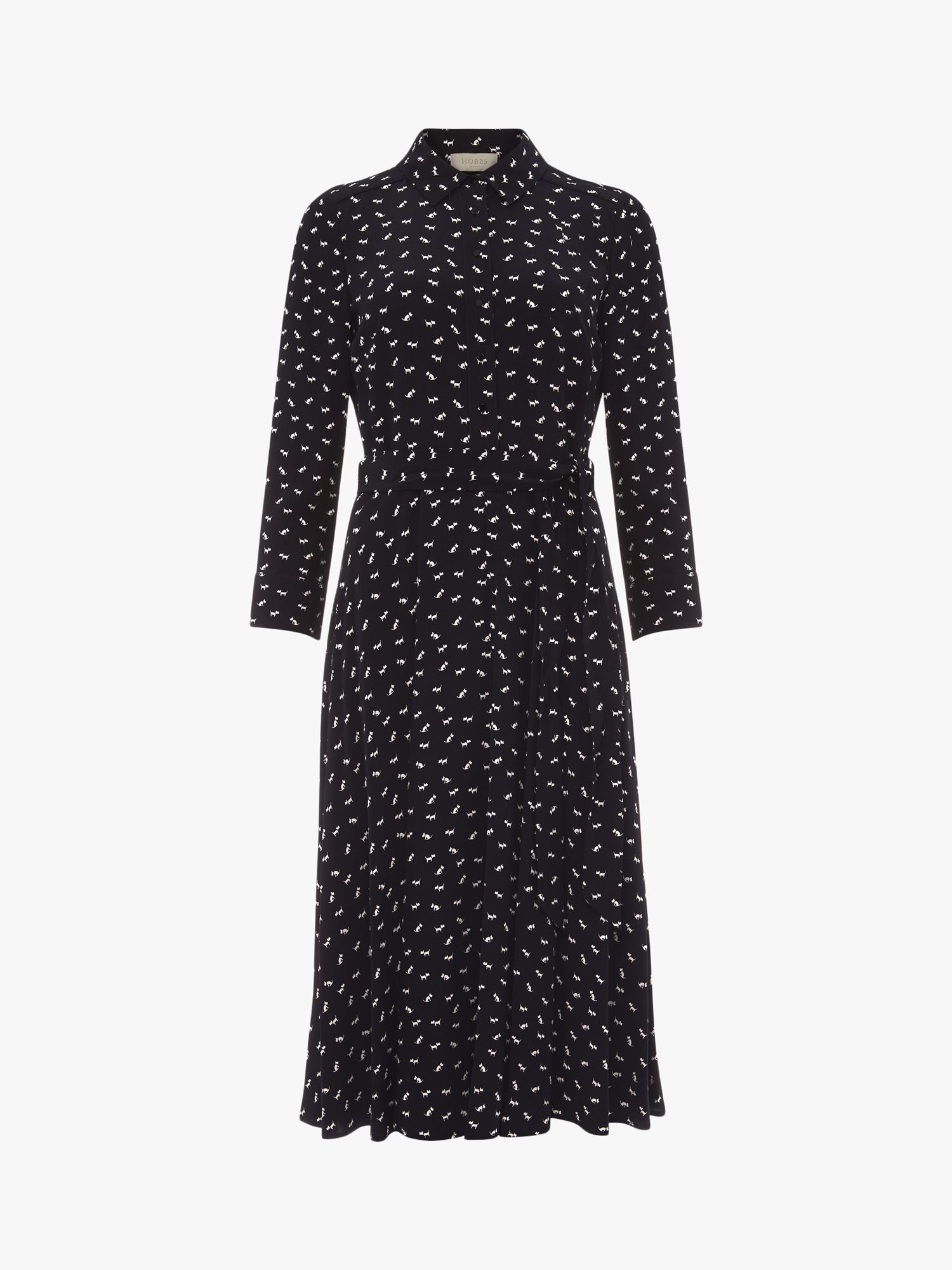 Hobbs Petite Emmaline Shirt Midi Dress, Navy/Ivory