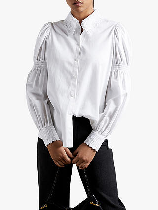 Ted Baker Briona Long Cuffed Sleeve Blouse, White