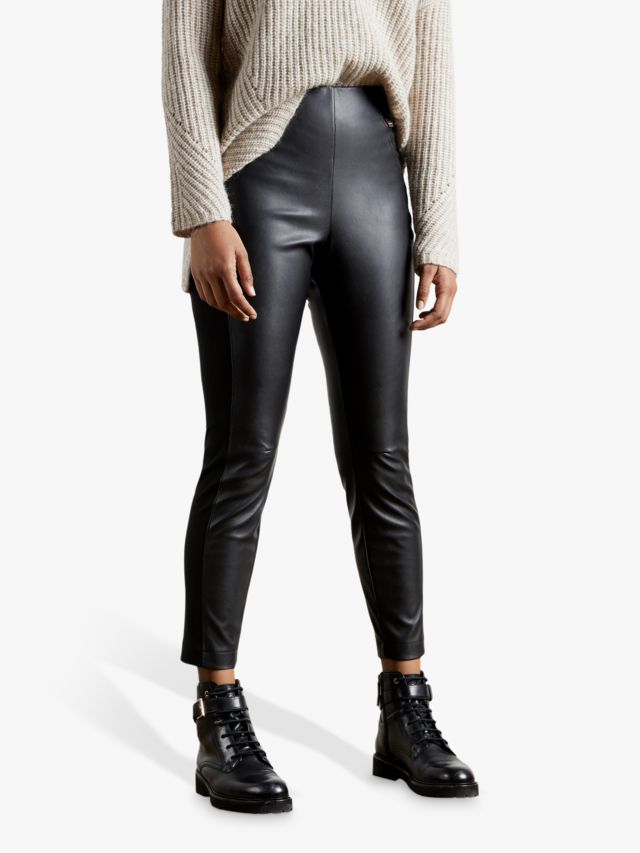 Topshop faux leather trousers in black