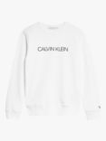 Calvin Klein Kids' Organic Cotton Institutional Logo Sweatshirt, Bright White