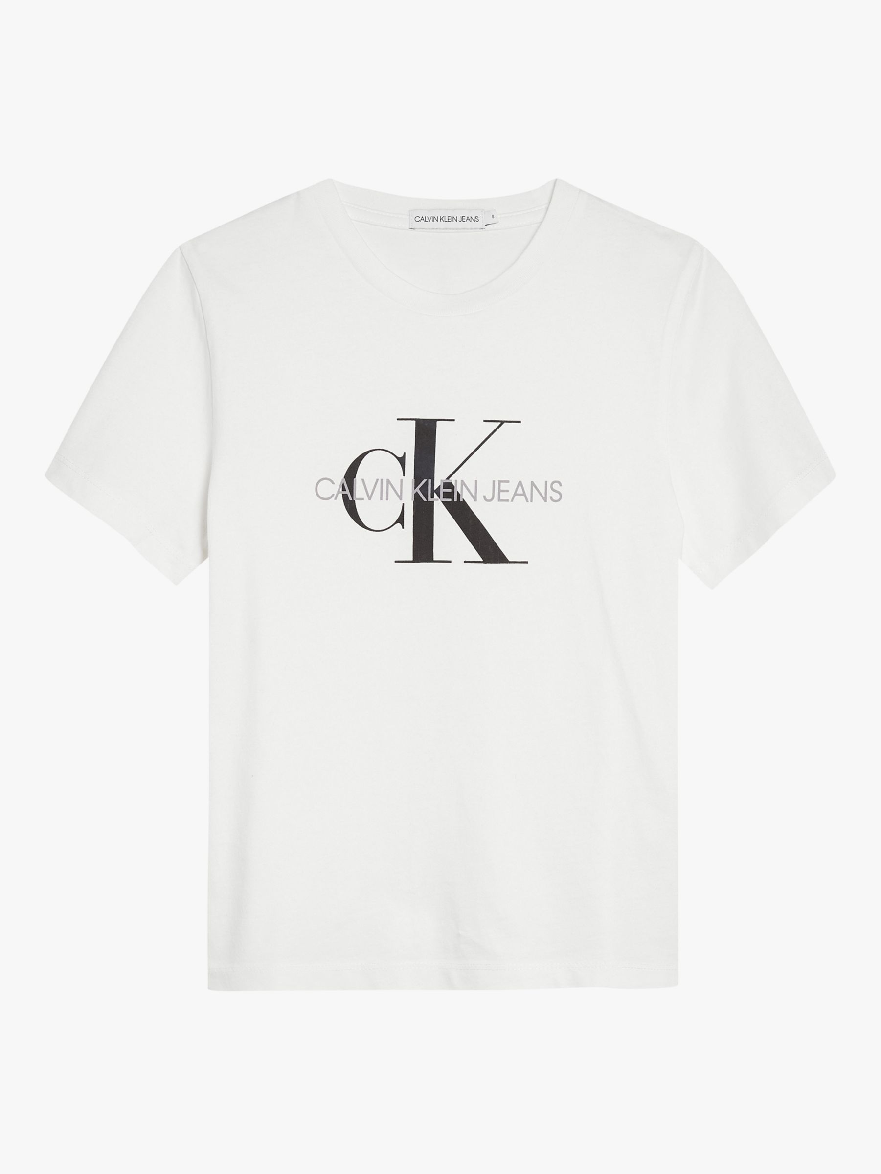 Calvin Klein Kids' Organic Cotton Monogram Logo T-Shirt, Bright White ...