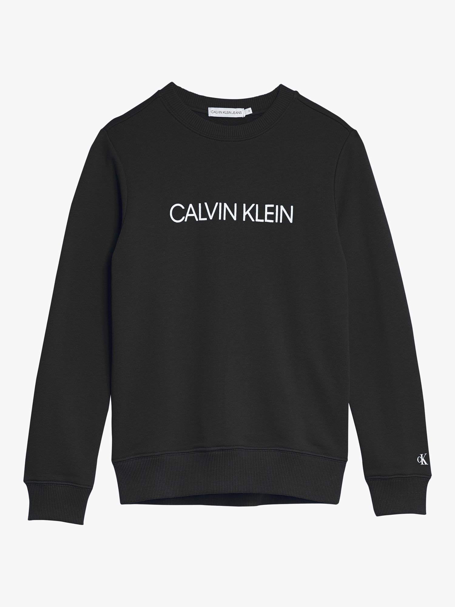 Calvin Klein Kids' Logo Sweatshirt, Black at John Lewis & Partners