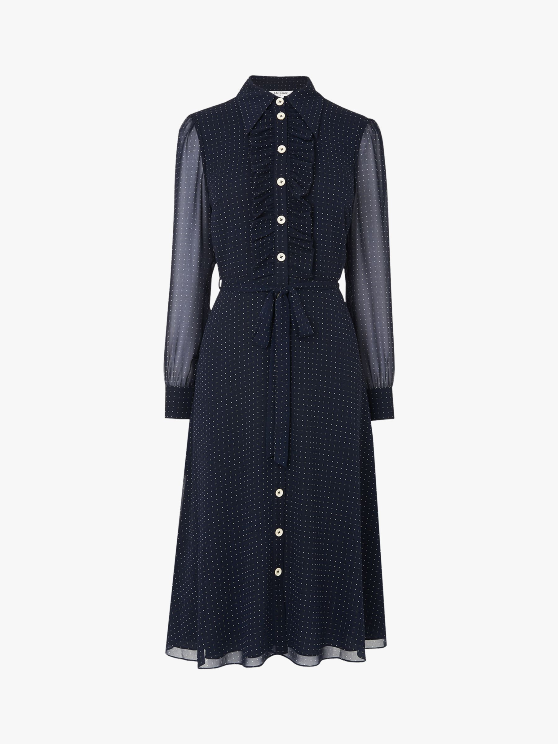 L.K.Bennett Ensor Polka Dot Shirt Dress, Navy at John Lewis & Partners