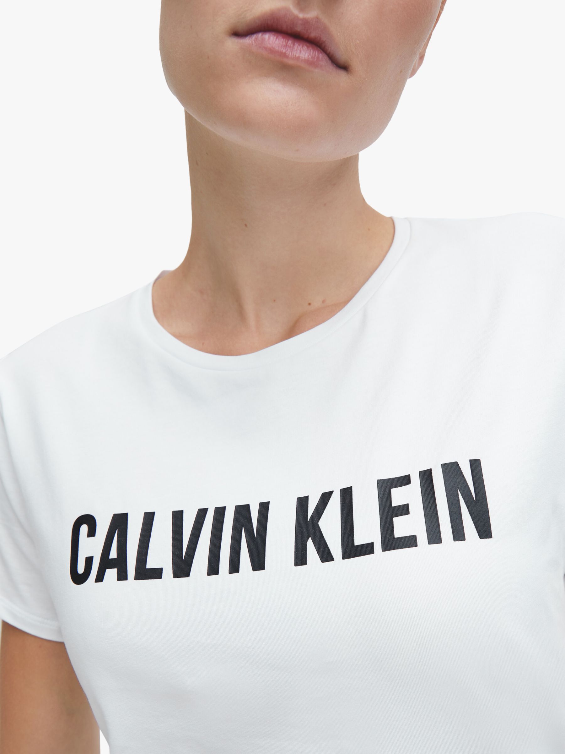 Calvin Klein Crew Neck Logo T-Shirt, Bright White at John Lewis & Partners