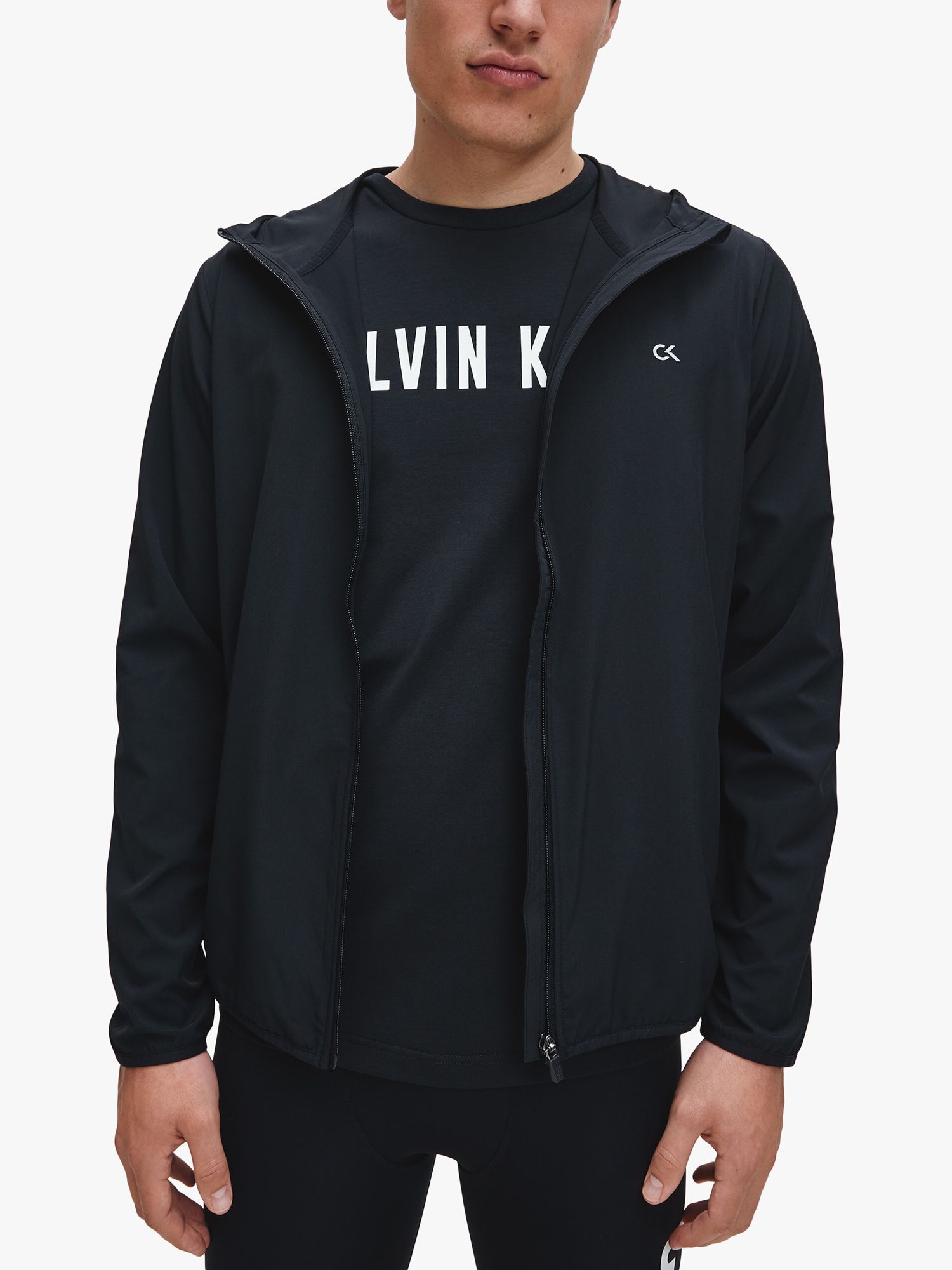 Calvin Klein Performance Lightweight Windbreaker Jacket, CK Black at John Lewis & Partners