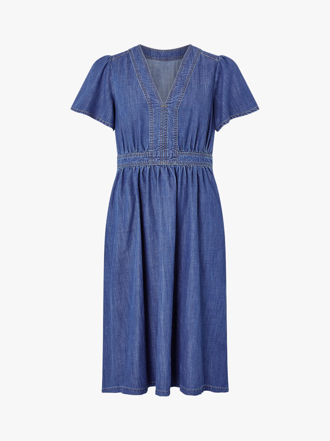 Monsoon Maisie Denim Midi Dress, Blue at John Lewis & Partners
