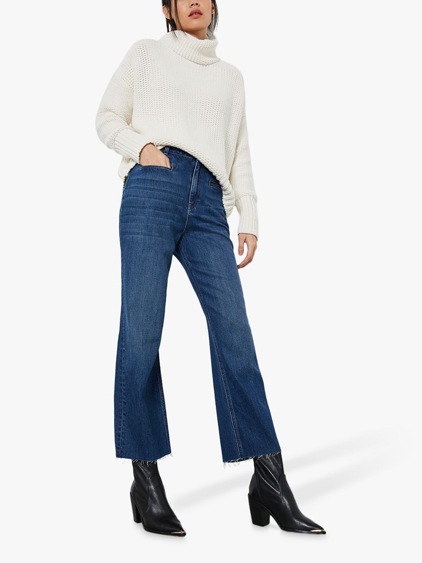 Mint Velvet Monroe Wide Leg Cropped Jeans, Blue at John Lewis & Partners