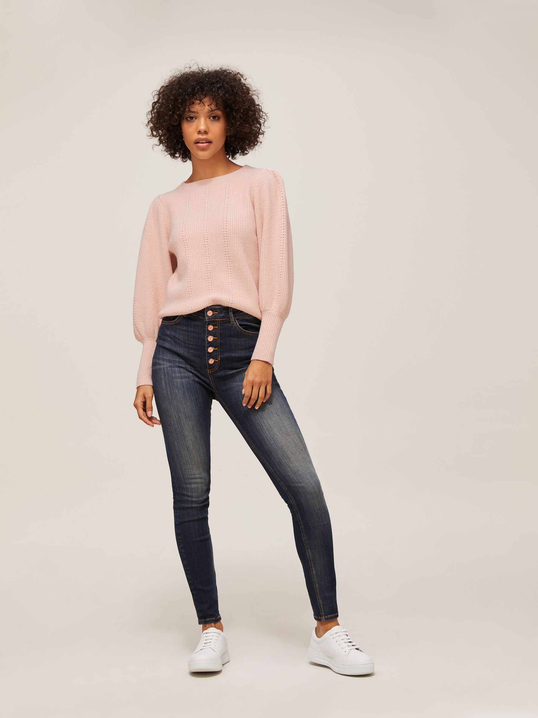 AND/OR Bethany Pointelle Knit Jumper, Light Pink