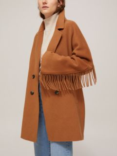 Marella Double Breasted Fringe Coat Burnt Brown 8