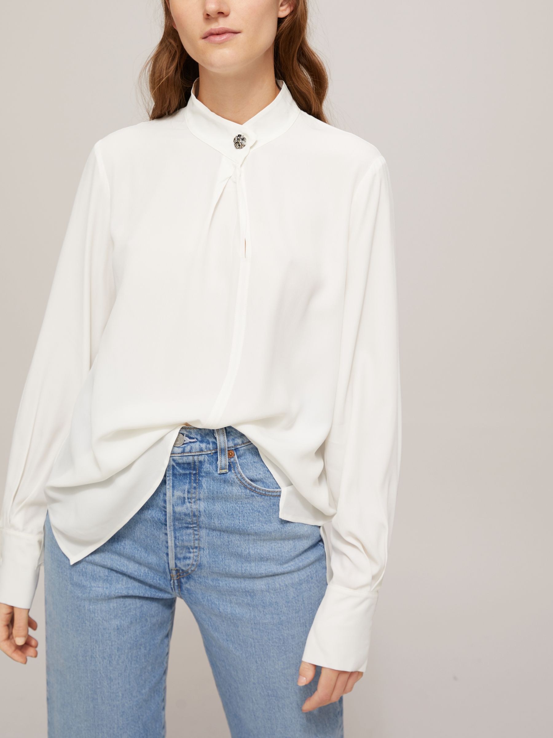 Marella Long Sleeve Button Detail Blouse, Ivory