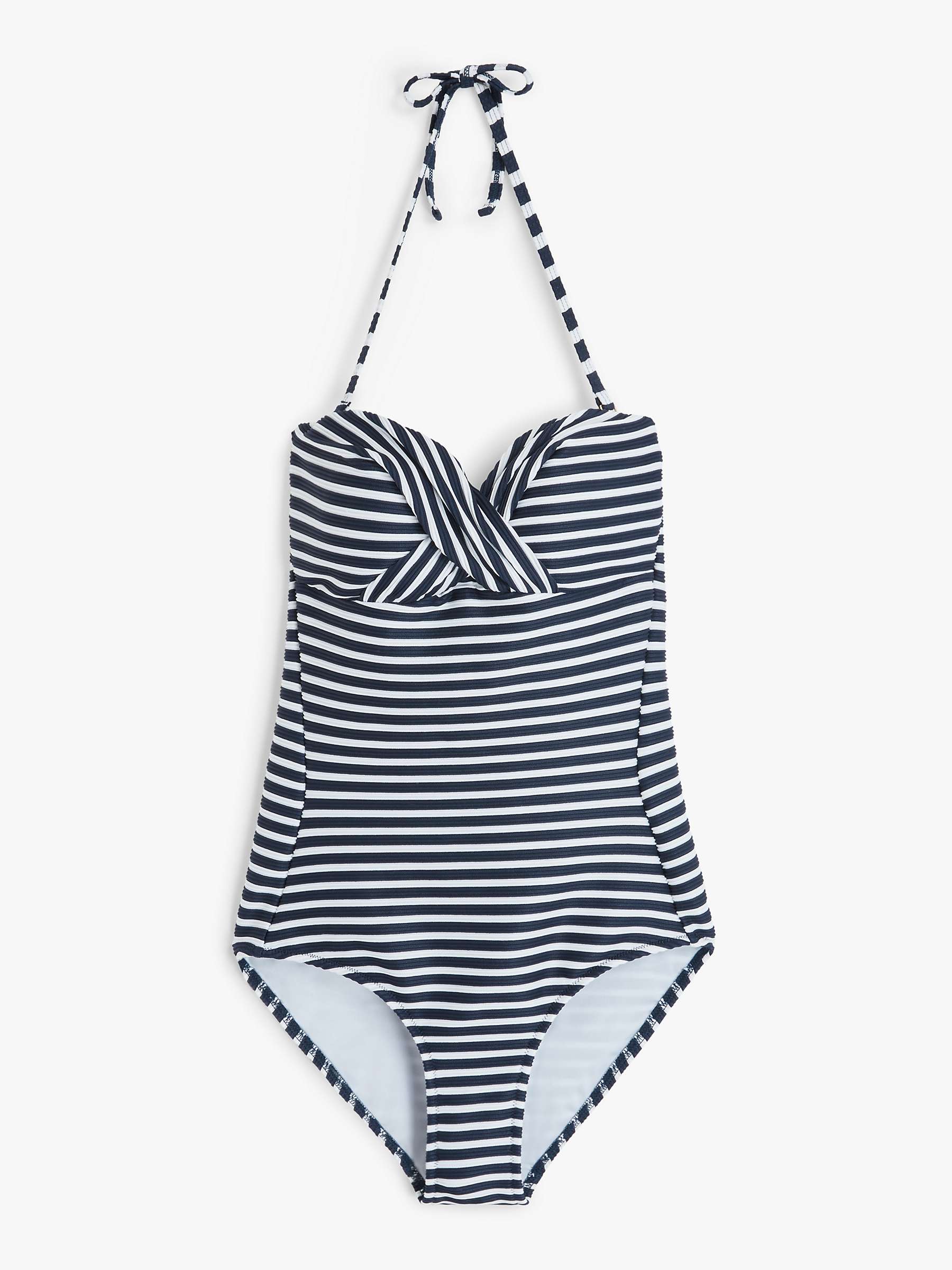 Buy John Lewis Nirvana Stripe Twist Front Bandeau Swimsuit, Navy/White Online at johnlewis.com