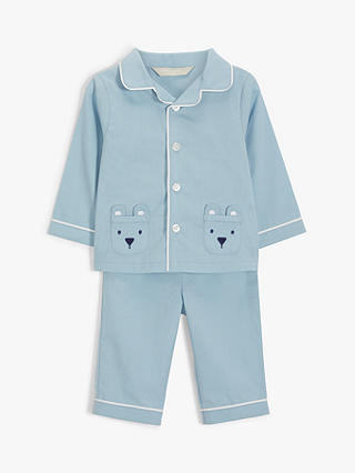 John Lewis & Partners Baby Bear Pocket Pyjamas, Blue