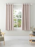 John Lewis Textured Weave Recycled Polyester Pair Blackout/Thermal Lined Eyelet Curtains, Rose Pink