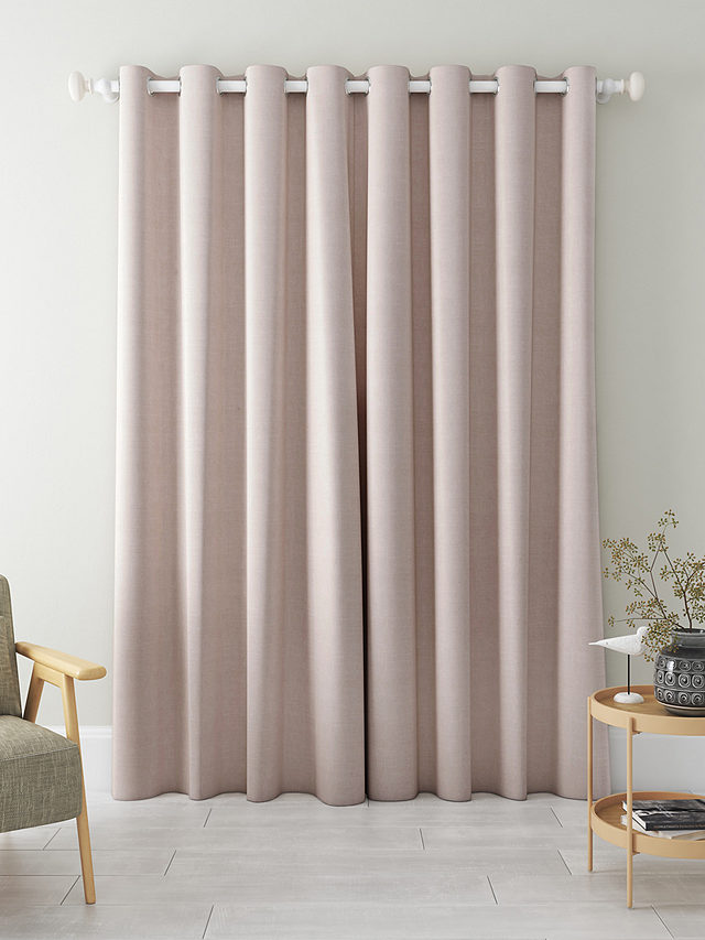 John Lewis Textured Weave Recycled Polyester Pair Blackout Lined Eyelet Curtains, Rose Pink, W117 x Drop 137cm