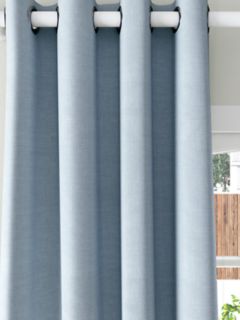 John Lewis Textured Weave Recycled Polyester Pair Blackout/Thermal Lined Eyelet Curtains, Pale Blue, W117 x Drop 137cm