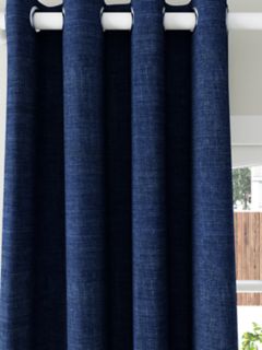 John Lewis Textured Weave Recycled Polyester Pair Blackout/Thermal Lined Eyelet Curtains, Navy, W117 x Drop 137cm