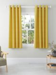 John Lewis Textured Weave Recycled Polyester Pair Blackout/Thermal Lined Eyelet Curtains, Citrine
