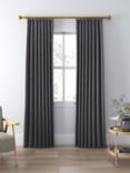 John Lewis Textured Weave Recycled Polyester Pair Blackout/Thermal Lined Pencil Pleat Curtains, Steel