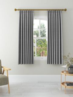 John Lewis Textured Weave Recycled Polyester Pair Blackout/Thermal Lined Pencil Pleat Curtains, Storm, W117 x Drop 137cm