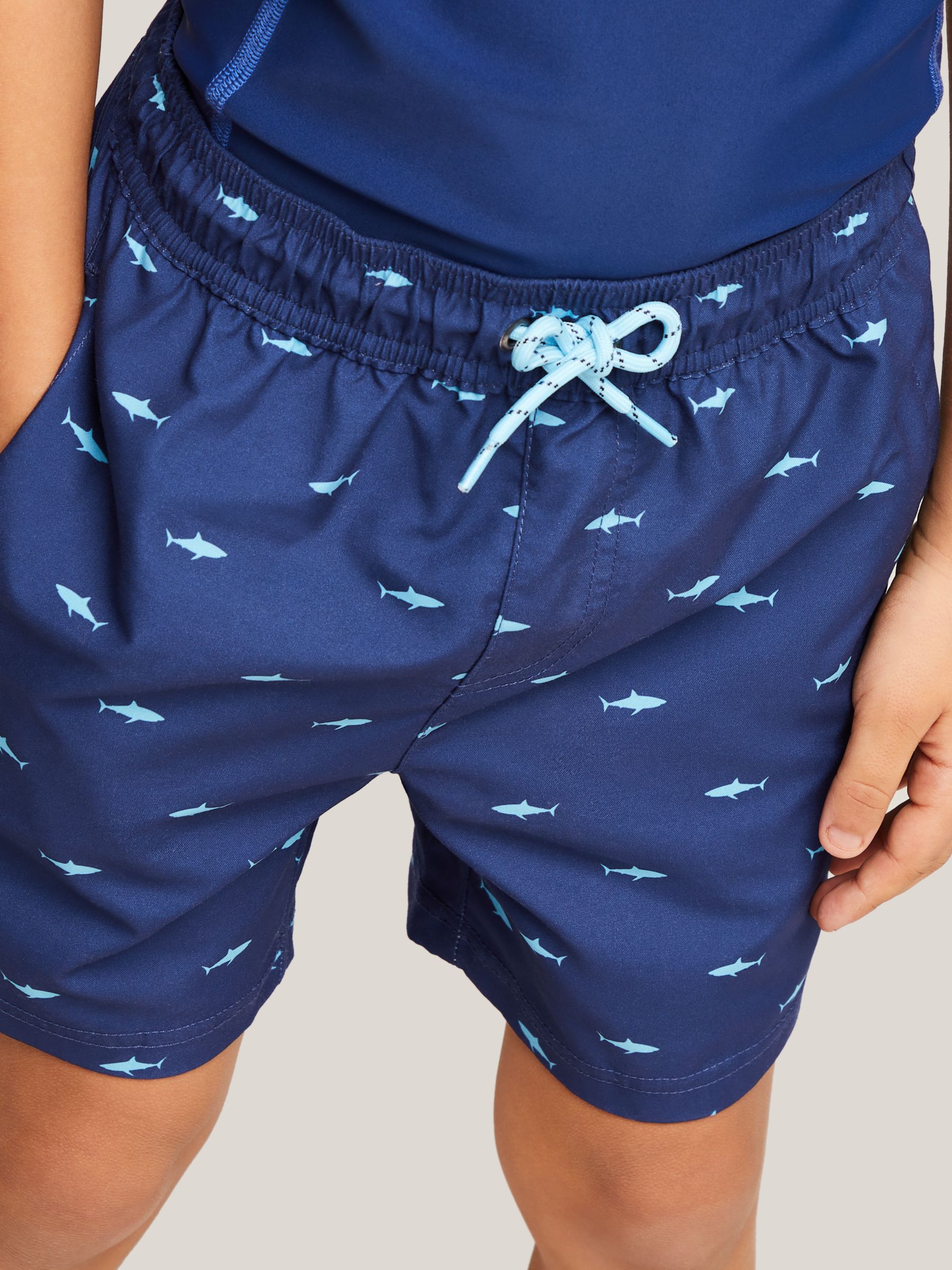 John Lewis & Partners Boy's Shark Recycled Polyester Swim Shorts, Navy ...