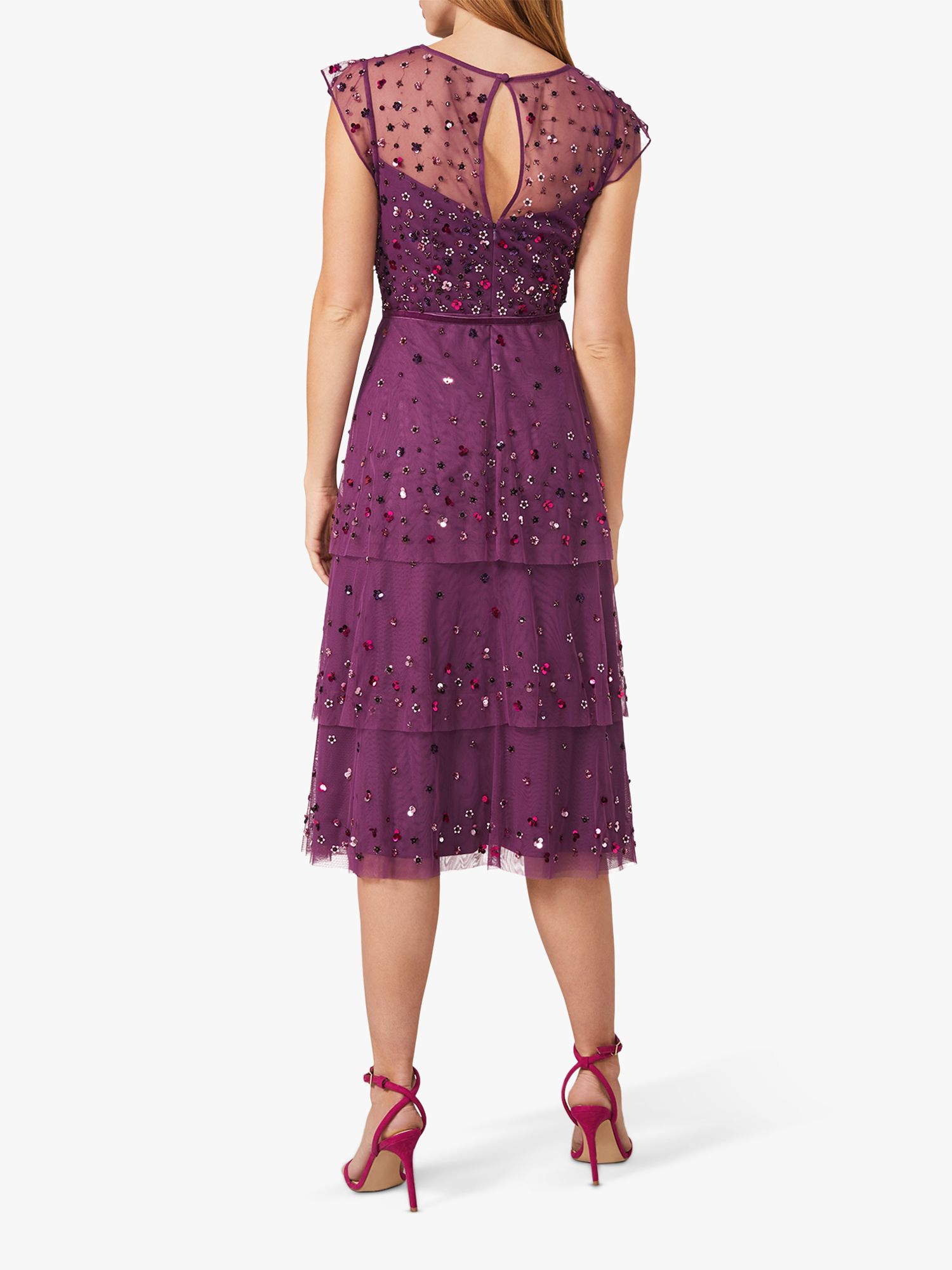 Phase Eight Cortine Tiered Dress, Damson at John Lewis & Partners