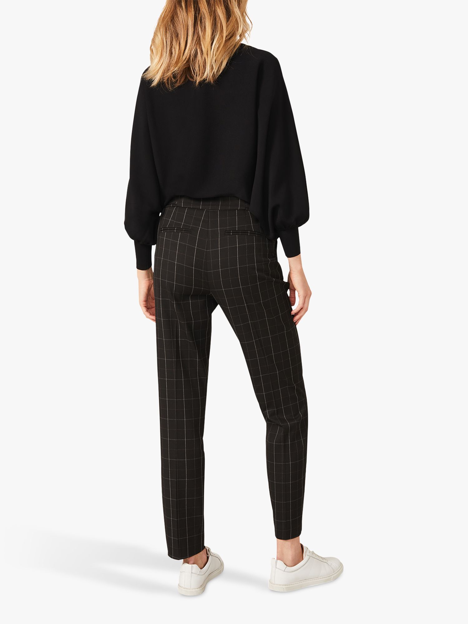 Phase Eight Vienna Check Trousers, Black